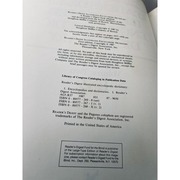 Vintage Readers Digest Illustrated Encyclopedia Dictionary 2 Volumes 1987 Books - Picture 6 of 7